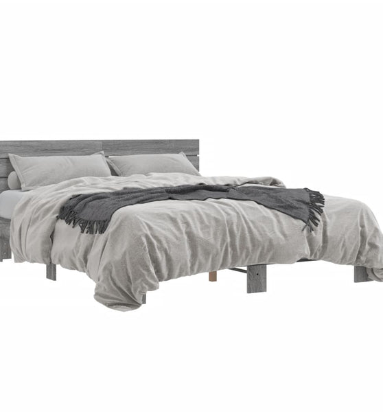 Bettgestell Grau Sonoma 150x200 cm Holzwerkstoff und Metall