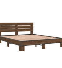 Bettgestell Braun Eichen-Optik 150x200 cm Holzwerkstoff Metall