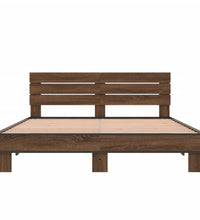 Bettgestell Braun Eichen-Optik 150x200 cm Holzwerkstoff Metall
