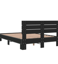 Bettgestell Schwarz 140x200 cm Holzwerkstoff und Metall