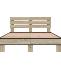 Bettgestell Sonoma-Eiche 140x200 cm Holzwerkstoff und Metall