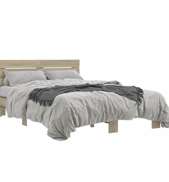 Bettgestell Sonoma-Eiche 140x200 cm Holzwerkstoff und Metall