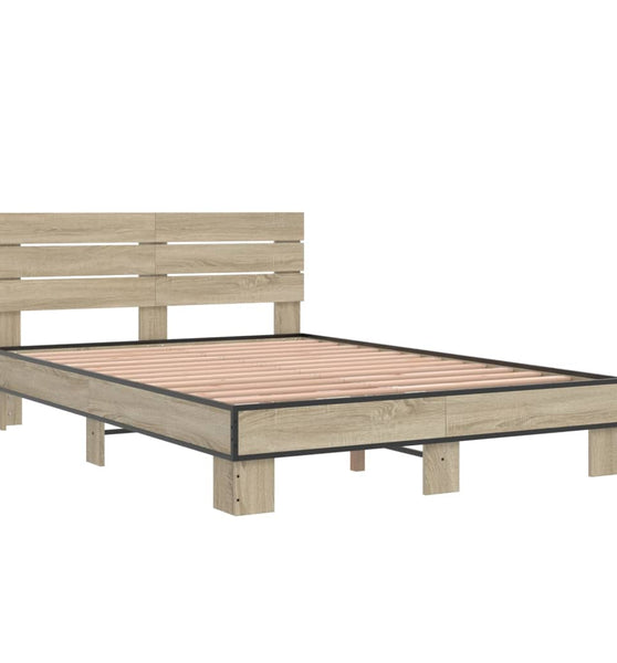 Bettgestell Sonoma-Eiche 120x200 cm Holzwerkstoff und Metall