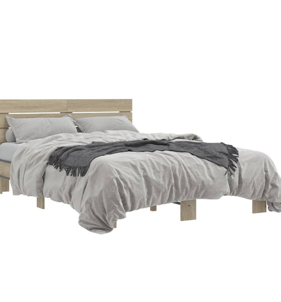 Bettgestell Sonoma-Eiche 120x200 cm Holzwerkstoff und Metall