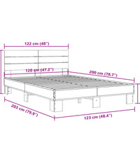 Bettgestell Räuchereiche 120x200 cm Holzwerkstoff und Metall