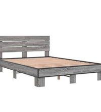 Bettgestell Grau Sonoma 120x200 cm Holzwerkstoff und Metall