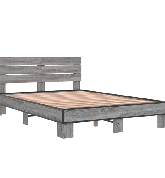 Bettgestell Grau Sonoma 120x200 cm Holzwerkstoff und Metall