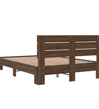 Bettgestell Braun Eichen-Optik 120x200 cm Holzwerkstoff Metall