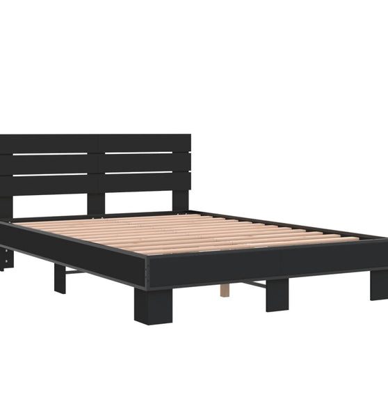 Bettgestell Schwarz 120x190 cm Holzwerkstoff und Metall