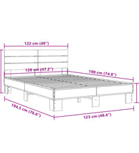 Bettgestell Sonoma-Eiche 120x190 cm Holzwerkstoff und Metall