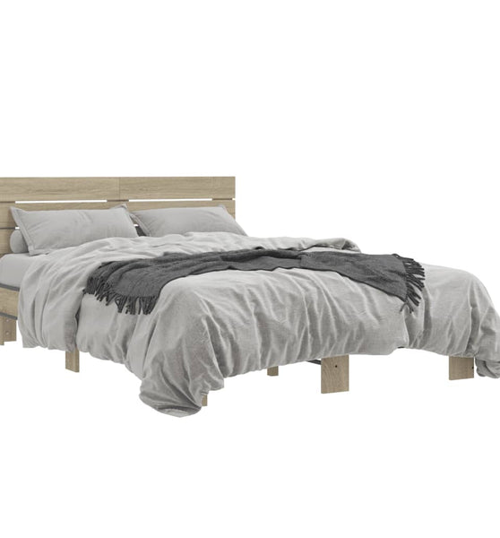 Bettgestell Sonoma-Eiche 120x190 cm Holzwerkstoff und Metall