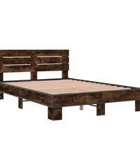 Bettgestell Räuchereiche 120x190 cm Holzwerkstoff und Metall
