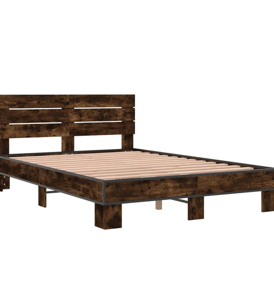 Bettgestell Räuchereiche 120x190 cm Holzwerkstoff und Metall