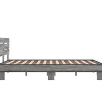 Bettgestell Grau Sonoma 120x190 cm Holzwerkstoff und Metall