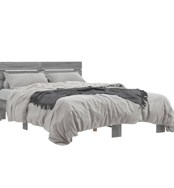 Bettgestell Grau Sonoma 120x190 cm Holzwerkstoff und Metall