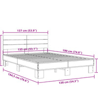Bettgestell Schwarz 135x190 cm Holzwerkstoff und Metall