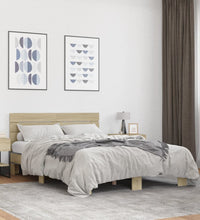 Bettgestell Sonoma-Eiche 135x190 cm Holzwerkstoff und Metall
