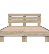 Bettgestell Sonoma-Eiche 135x190 cm Holzwerkstoff und Metall