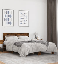 Bettgestell Räuchereiche 135x190 cm Holzwerkstoff und Metall