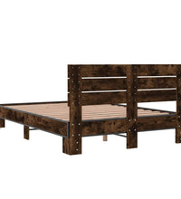 Bettgestell Räuchereiche 135x190 cm Holzwerkstoff und Metall