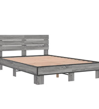 Bettgestell Grau Sonoma 135x190 cm Holzwerkstoff und Metall