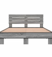 Bettgestell Grau Sonoma 135x190 cm Holzwerkstoff und Metall