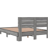 Bettgestell Grau Sonoma 135x190 cm Holzwerkstoff und Metall