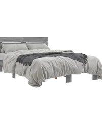 Bettgestell Grau Sonoma 135x190 cm Holzwerkstoff und Metall