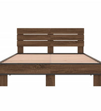 Bettgestell Braun Eichen-Optik 135x190 cm Holzwerkstoff Metall