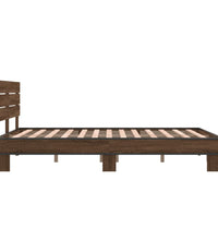 Bettgestell Braun Eichen-Optik 135x190 cm Holzwerkstoff Metall