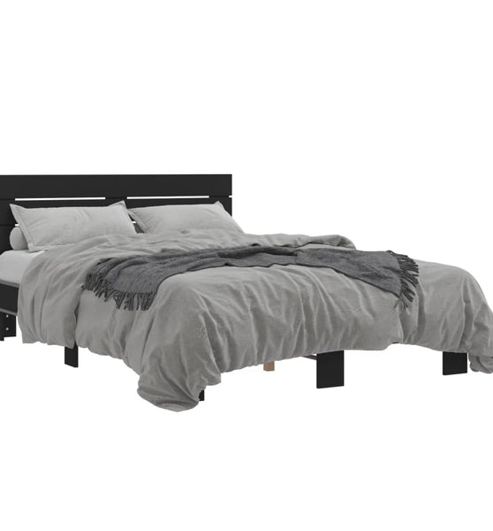 Bettgestell Schwarz 140x190 cm Holzwerkstoff und Metall