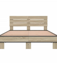 Bettgestell Sonoma-Eiche 140x190 cm Holzwerkstoff und Metall