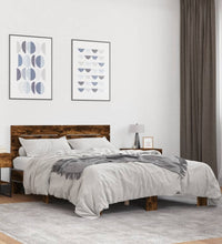 Bettgestell Räuchereiche 140x190 cm Holzwerkstoff und Metall