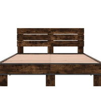 Bettgestell Räuchereiche 140x190 cm Holzwerkstoff und Metall
