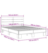 Bettgestell Räuchereiche 140x190 cm Holzwerkstoff und Metall