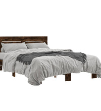 Bettgestell Räuchereiche 140x190 cm Holzwerkstoff und Metall
