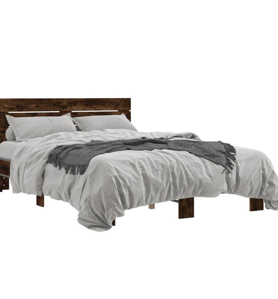 Bettgestell Räuchereiche 140x190 cm Holzwerkstoff und Metall