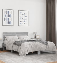 Bettgestell Grau Sonoma 140x190 cm Holzwerkstoff und Metall