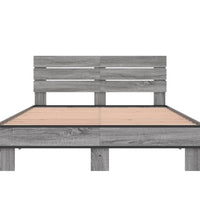 Bettgestell Grau Sonoma 140x190 cm Holzwerkstoff und Metall