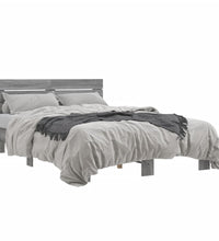 Bettgestell Grau Sonoma 140x190 cm Holzwerkstoff und Metall
