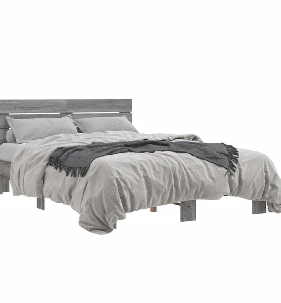 Bettgestell Grau Sonoma 140x190 cm Holzwerkstoff und Metall