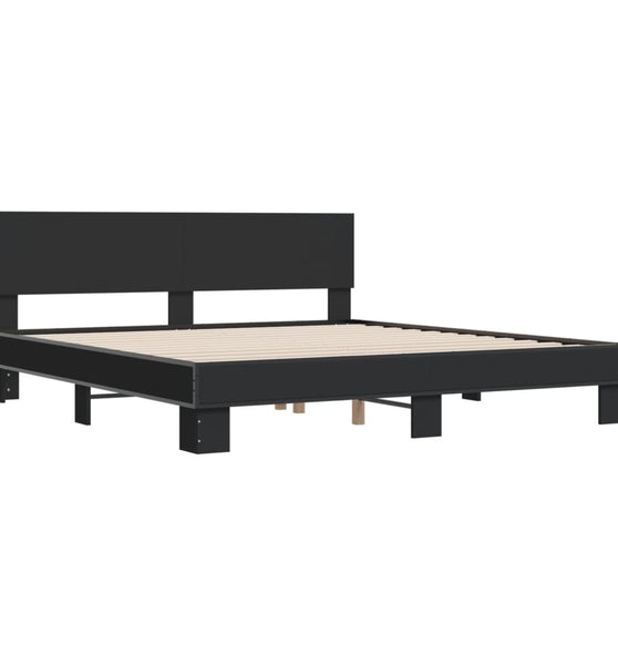 Bettgestell Schwarz 200x200 cm Holzwerkstoff und Metall