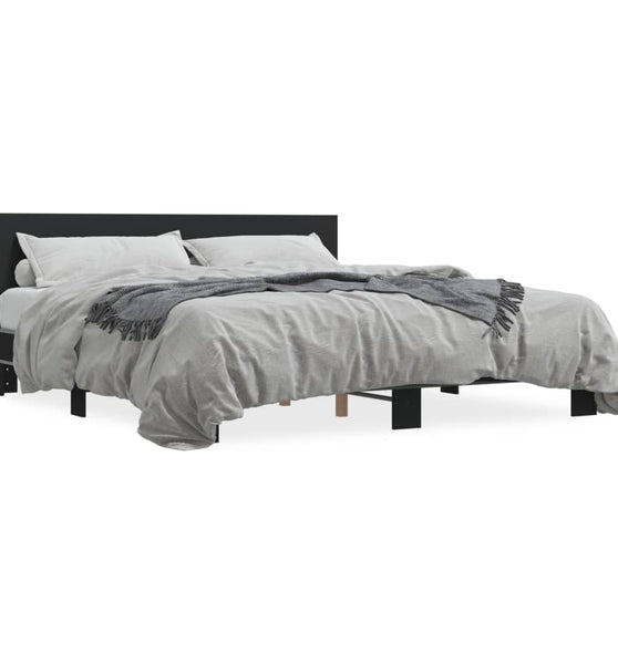 Bettgestell Schwarz 200x200 cm Holzwerkstoff und Metall