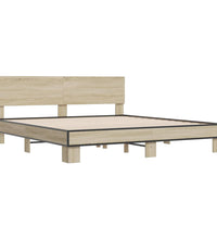 Bettgestell Sonoma-Eiche 200x200 cm Holzwerkstoff und Metall