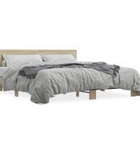 Bettgestell Sonoma-Eiche 200x200 cm Holzwerkstoff und Metall