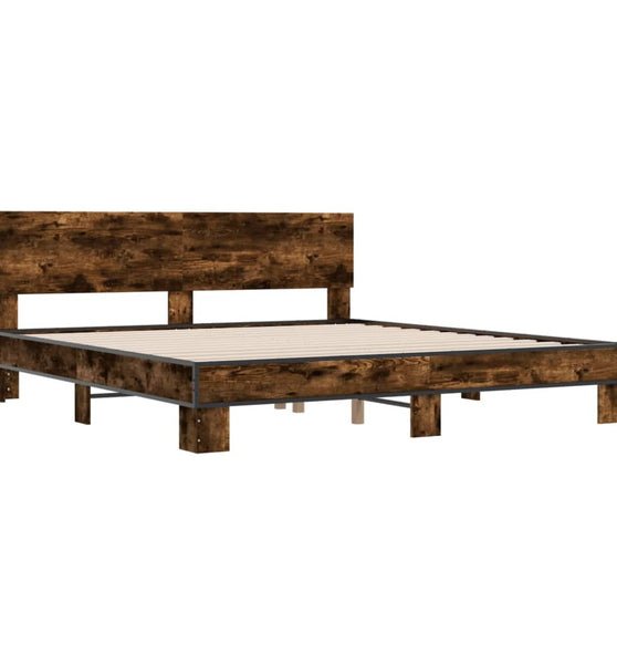 Bettgestell Räuchereiche 200x200 cm Holzwerkstoff und Metall