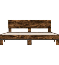 Bettgestell Räuchereiche 200x200 cm Holzwerkstoff und Metall