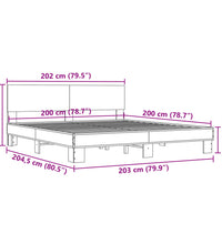 Bettgestell Räuchereiche 200x200 cm Holzwerkstoff und Metall