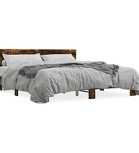 Bettgestell Räuchereiche 200x200 cm Holzwerkstoff und Metall