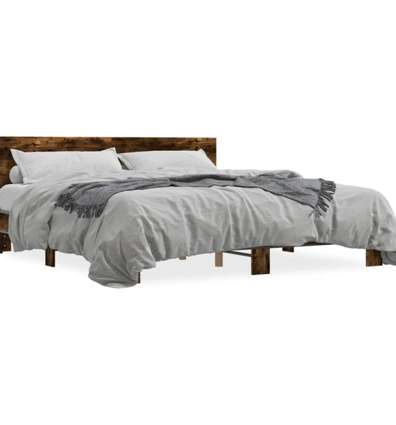 Bettgestell Räuchereiche 200x200 cm Holzwerkstoff und Metall